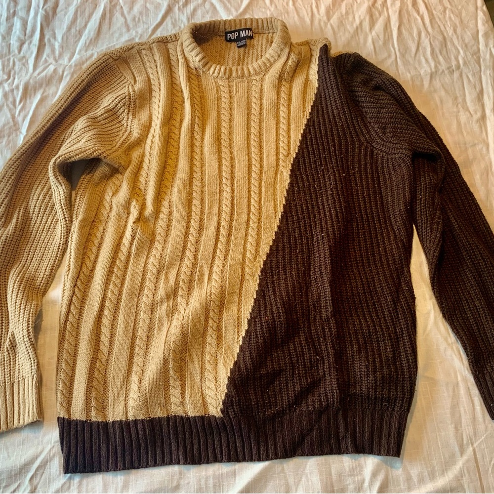 Vintage 90s XXL Two-Tone Brown Sweater